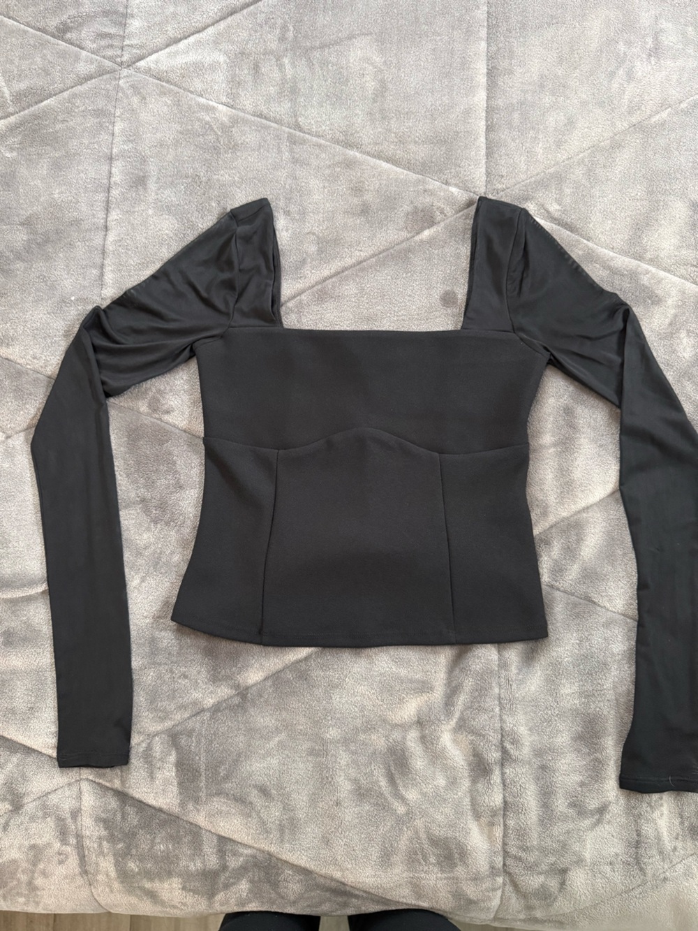 Abercrombie & Fitch Black Long-Sleeve Square Neck Top